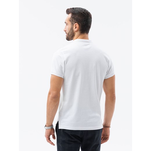Koszulka męska polo z dzianiny pique - biały V4 S1374 ze sklepu ombre w kategorii T-shirty męskie - zdjęcie 159007030