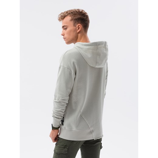 Bluza męska hoodie z przeszyciami - jasnoszara V2 B1187 XL ombre okazyjna cena