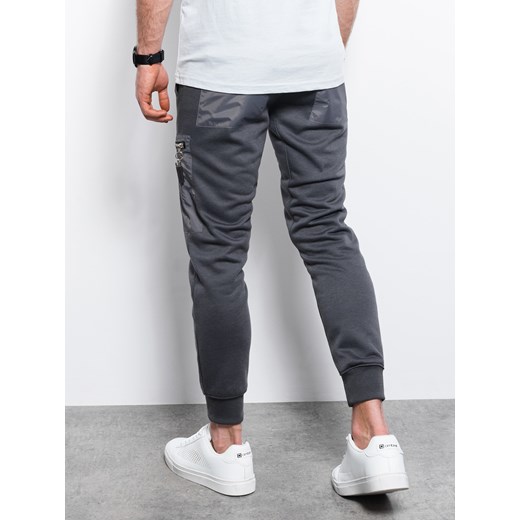 Spodnie męskie dresowe joggery - grafitowe V2 P917 XL ombre