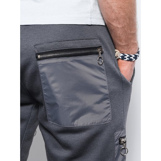 Spodnie męskie dresowe joggery - grafitowe V2 P917 L ombre