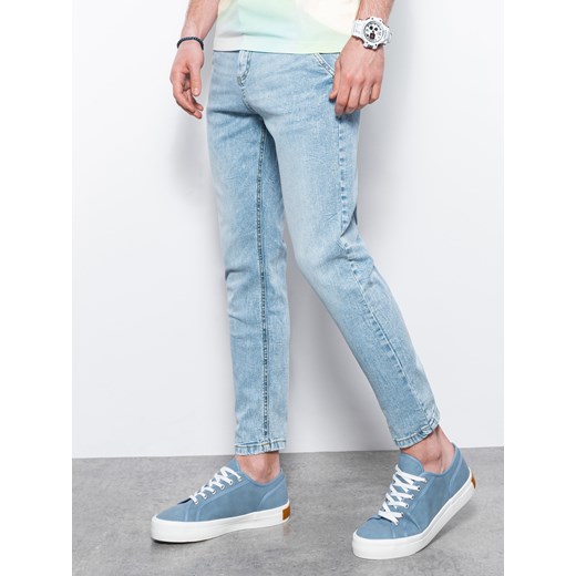 Spodnie męskie jeansowe SLIM FIT - jasno niebieskie V1 P1077 M ombre