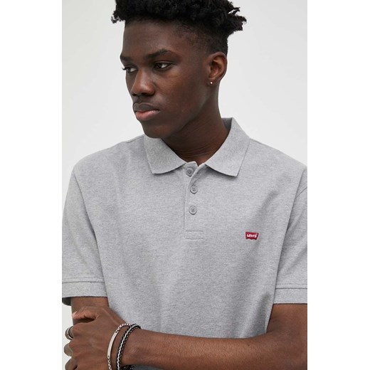 Levi&apos;s polo bawełniane kolor szary melanżowy ze sklepu ANSWEAR.com w kategorii T-shirty męskie - zdjęcie 159018842