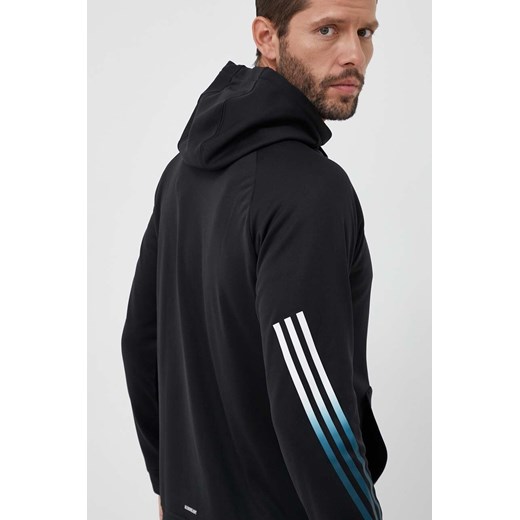 adidas Performance bluza treningowa Train Icons kolor czarny z kapturem z nadrukiem ze sklepu ANSWEAR.com w kategorii Bluzy męskie - zdjęcie 159066543