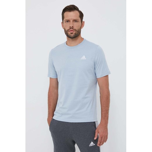 adidas t-shirt bawełniany kolor niebieski gładki S ANSWEAR.com