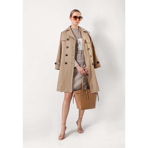 Dwurzędowy brązowy trencz Molton 46 Molton