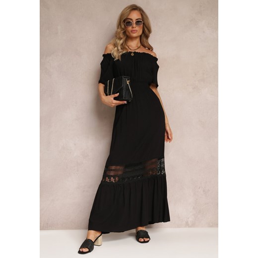 Czarna Sukienka Maxi Hiszpanka z Wiskozy Millore ze sklepu Renee odzież w kategorii Sukienki - zdjęcie 159068163