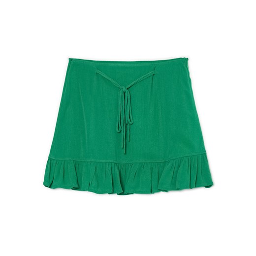 Cropp - Ciemnozielona spódniczka z wiązaniem - zielony ze sklepu Cropp w kategorii Spódnice - zdjęcie 159078974