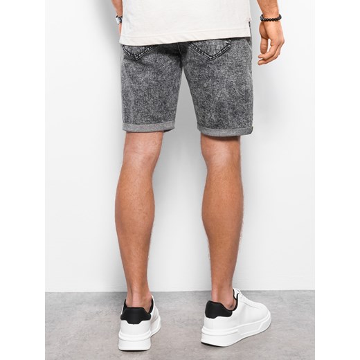 Jeansowe marmurkowe szorty męskie - szare V2 OM-SRDS-0117 XXL ombre