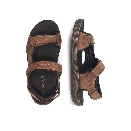 Sandały męskie Lasocki brązowe casual bez zapięcia na lato
