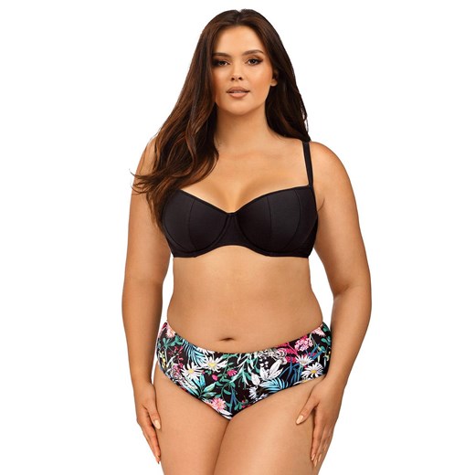 Strój kąpielowy dwuczęściowy z figami w kwiatowym princie Plus Size L2526/3, Kolor czarny-wzór, Rozmiar 36D, Lorin ze sklepu Primodo w kategorii Stroje kąpielowe - zdjęcie 159085682