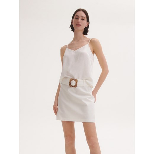 Reserved - Spódnica mini z paskiem - złamana biel ze sklepu Reserved w kategorii Spódnice - zdjęcie 159090772