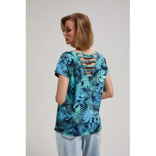 Bluzka damska Moodo.pl w abstrakcyjnym wzorze z krótkim rękawem 