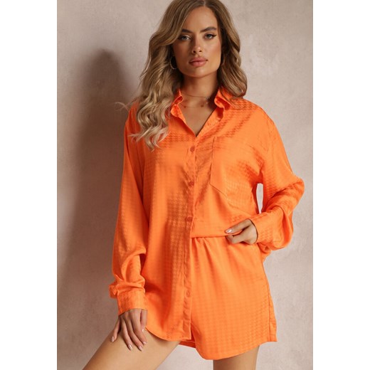 Pomarańczowy 2-częściowy Komplet z Koszulą i Szortami Logsia ze sklepu Renee odzież w kategorii Komplety i garnitury damskie - zdjęcie 159096662