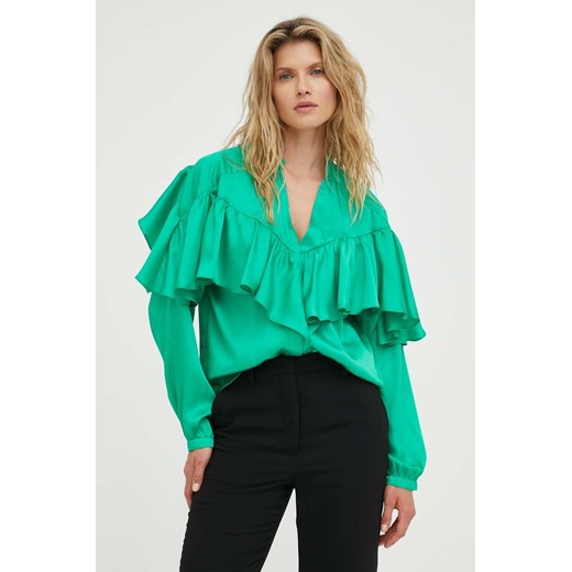 2NDDAY bluzka damska kolor zielony gładka ze sklepu ANSWEAR.com w kategorii Bluzki damskie - zdjęcie 159097663