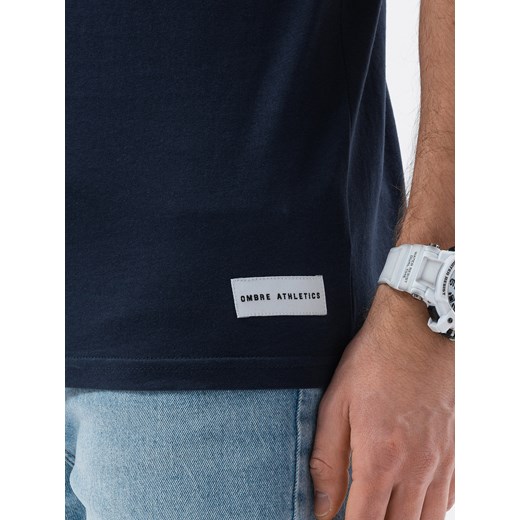 Granatowy t-shirt męski Ombre z krótkim rękawem młodzieżowy 