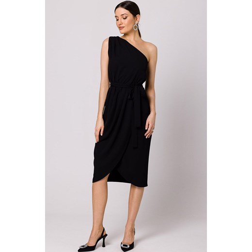 Sukienka na jedno ramię w kolorze czarnym K160, Kolor czarny, Rozmiar L, makover ze sklepu Primodo w kategorii Sukienki - zdjęcie 159111532