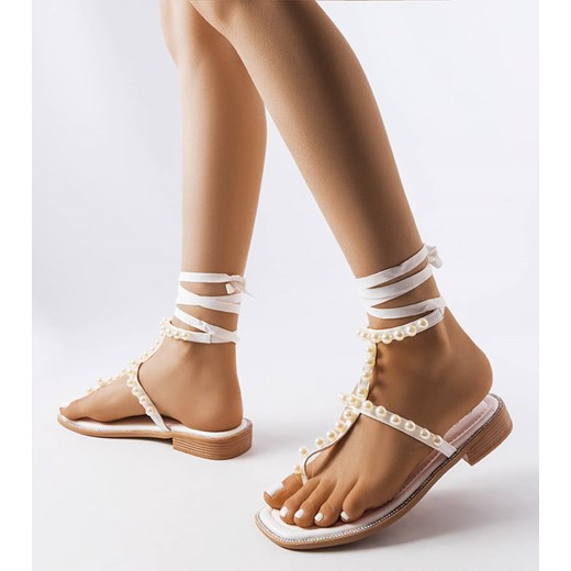 Białe sandałki z perełkami Graystone ze sklepu gemre w kategorii Sandały damskie - zdjęcie 159120870