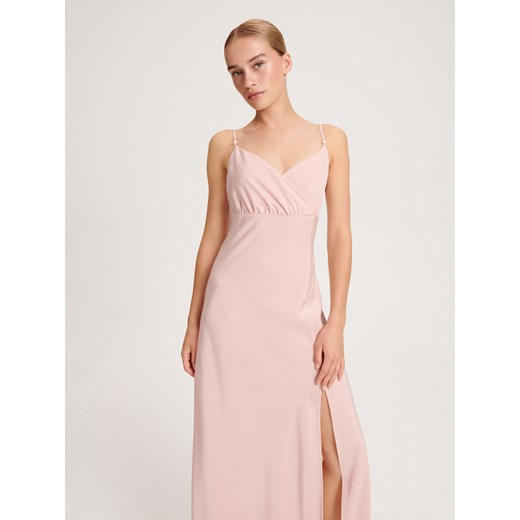 Sukienka Reserved na ramiączkach różowa prosta z dekoltem v elegancka 