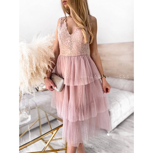 sukienka pudrowa z koronką Nina Butik Lalala S butiklalala