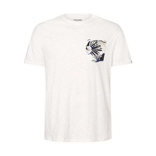 Jack & Jones T-shirt męski Mężczyźni Bawełna biały nadruk ze sklepu vangraaf w kategorii T-shirty męskie - zdjęcie 159136532