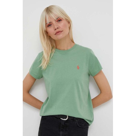 Polo Ralph Lauren t-shirt bawełniany kolor zielony ze sklepu ANSWEAR.com w kategorii Bluzki damskie - zdjęcie 159137324