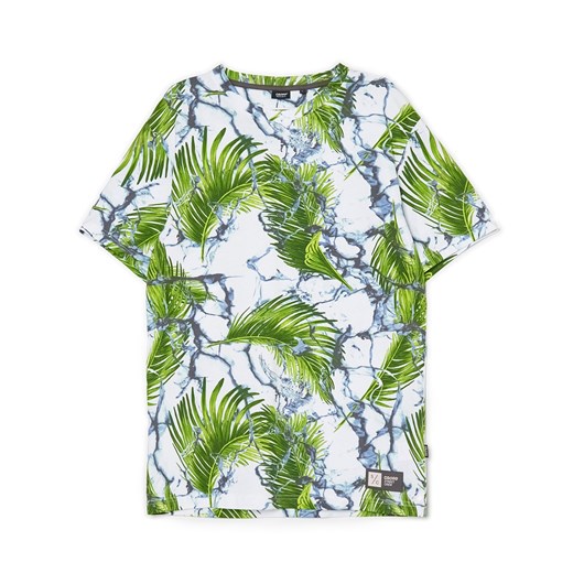 Cropp - Koszulka z roślinnym printem - Biały Cropp XL Cropp