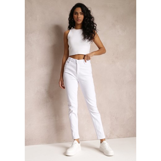 Białe Gładkie Spodnie o Kroju Slim Madysen ze sklepu Renee odzież w kategorii Spodnie damskie - zdjęcie 159144020