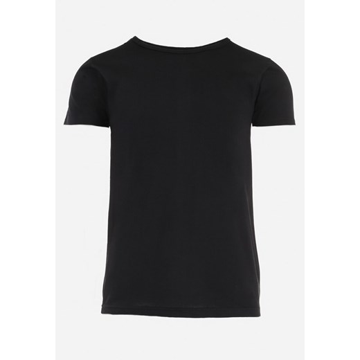 Czarna Gładka Koszulka z Bawełny z Krótkimi Rękawami Madelisa 2XL Born2be Odzież okazja