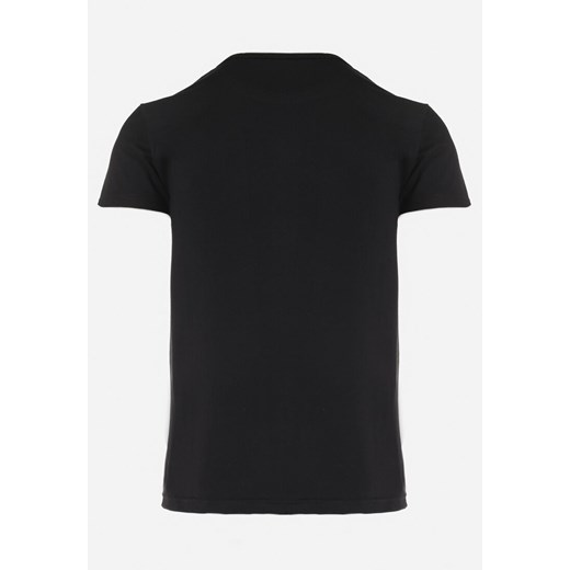 Czarna Gładka Koszulka z Bawełny z Krótkimi Rękawami Madelisa L Born2be Odzież okazyjna cena