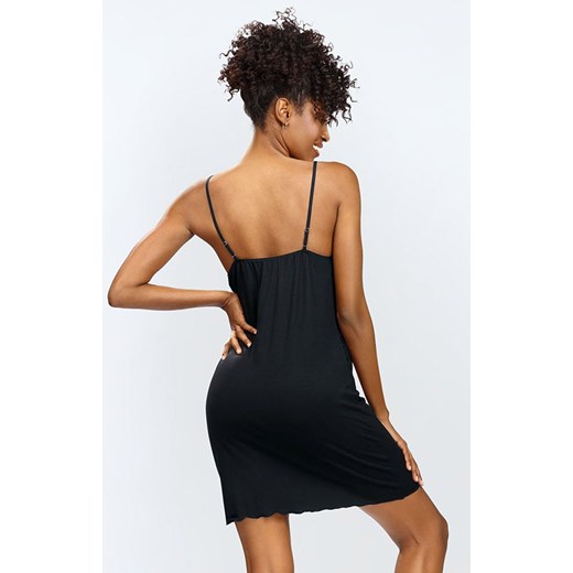 Czarna koszulka nocna na ramiączkach Zuwena, Kolor czarny, Rozmiar XS, DKaren ze sklepu Intymna w kategorii Koszule nocne - zdjęcie 159161703