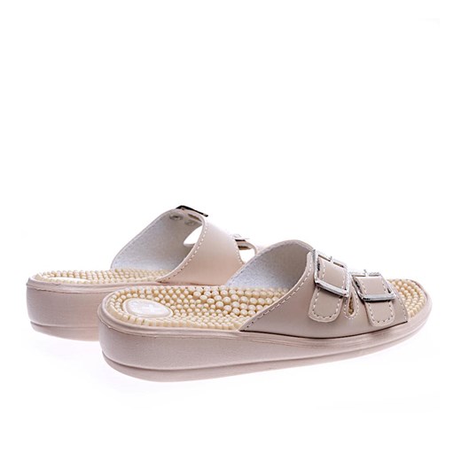 Beżowe damskie klapki z kolcami Fakirki /C5-1 14362 T156/ Pantofelek24 41 Pantofelek24.pl Jacek Włodarczyk