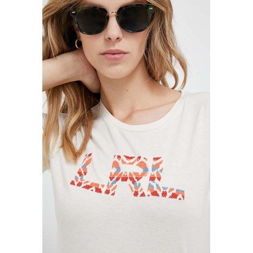 Lauren Ralph Lauren t-shirt damski kolor beżowy ze sklepu ANSWEAR.com w kategorii Bluzki damskie - zdjęcie 159168980