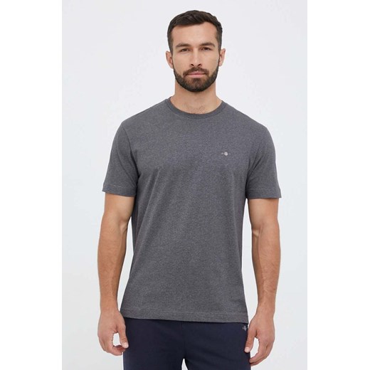 Gant t-shirt bawełniany kolor szary gładki ze sklepu ANSWEAR.com w kategorii T-shirty męskie - zdjęcie 159169102