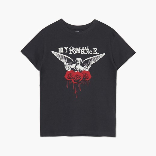 Cropp - T-shirt z nadrukiem My Chemical Romance - szary ze sklepu Cropp w kategorii Bluzki damskie - zdjęcie 159179490