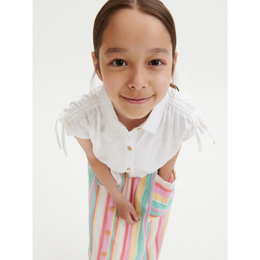 Reserved - Bluzka z lnem - Biały Reserved 140 (9 lat) Reserved