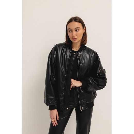 8118 Kurtka Bomber Eko Skóra : kolor - Czarny, rozmiar odzieży  - M/L Lorenzo M/L promocja Lorenzo