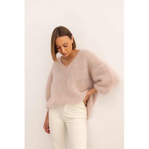 Maxwell Moherowy Sweter Pudrowy Róż Premium : kolor - Maxwell Moherowy Sweter Lorenzo UNI Lorenzo