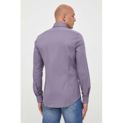 Calvin Klein koszula męska kolor fioletowy slim z kołnierzykiem klasycznym Calvin Klein 43 ANSWEAR.com