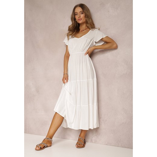 Biała Sukienka z Wiskozy Jonmy ze sklepu Renee odzież w kategorii Sukienki - zdjęcie 159191420