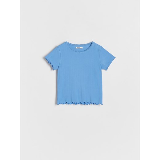 Reserved - Bawełniany t-shirt w prążek - Niebieski Reserved 92 (1 Reserved