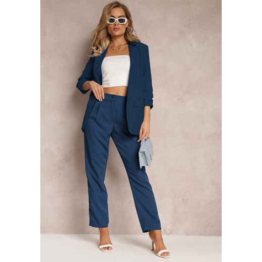 Granatowe Spodnie Regular Namamn ze sklepu Renee odzież w kategorii Spodnie damskie - zdjęcie 159194374