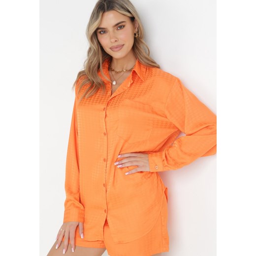 Pomarańczowy Komplet 2-częściowy z Koszulą i Szortami Adelise ze sklepu Born2be Odzież w kategorii Komplety i garnitury damskie - zdjęcie 159195004
