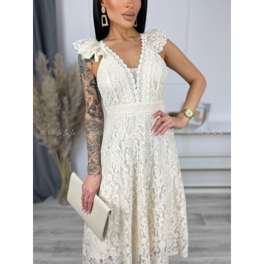 Sukienka koronkowa kremowa Elisa Butik Lalala L butiklalala