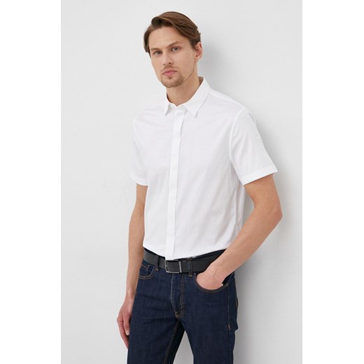 Armani Exchange koszula 8NZCBF.ZN10Z.NOS męska kolor biały slim z kołnierzykiem klasycznym ze sklepu ANSWEAR.com w kategorii Koszule męskie - zdjęcie 159226394