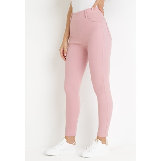 Różowe Spodnie Skinny z Wysokim Stanem Ninga ze sklepu Born2be Odzież w kategorii Spodnie damskie - zdjęcie 159226513