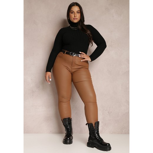 Brązowe Spodnie Skinny Push Up Zilli ze sklepu Renee odzież w kategorii Spodnie damskie - zdjęcie 159227650