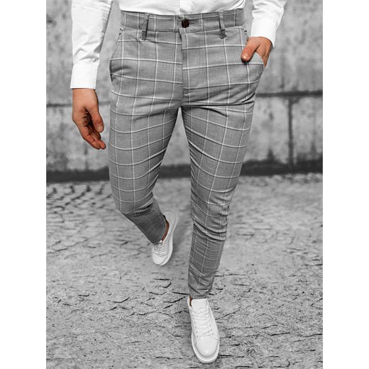 Spodnie męskie chino materiałowe szare OZONEE DJ/5522Z ze sklepu ozonee.pl w kategorii Spodnie męskie - zdjęcie 159229250