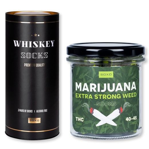 Zestaw 4x Skarpetki Męskie SOXO | Dzień Chłopaka | Whiskey w tubie | Marijuana w 40–45 Sklep SOXO