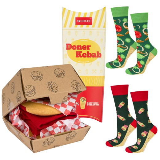 3 x Skarpetki Męskie SOXO | Hamburger w pudełku | Kebab w pudełku | śmieszny prezent dla Niego ze sklepu Sklep SOXO w kategorii Skarpetki męskie - zdjęcie 159230203
