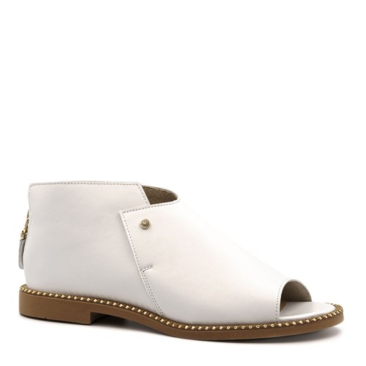 Białe skórzane zabudowane sandały 6FL301671 ze sklepu NESCIOR w kategorii Sandały damskie - zdjęcie 159231030
